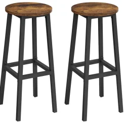 Merkloos Set van 2 Barkrukken - met stabiel stalen frame, hoogte 75 cm -Bruin-zwart Hot