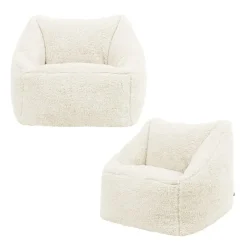 icon Set van 2 Kindersitzakken Teddybeer - Fleece Zitzak - Crème