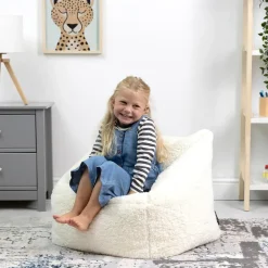 icon Set van 2 Kindersitzakken Teddybeer - Fleece Zitzak - Crème