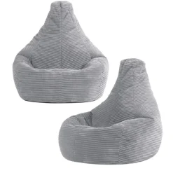 icon Set van 2 Kinderzitzakken Dalton - Corduroy Zitzak - Grijs New