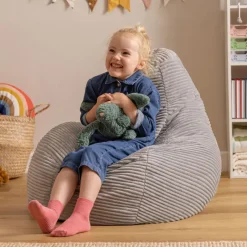 icon Set van 2 Kinderzitzakken Dalton - Corduroy Zitzak - Grijs New