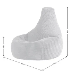 icon Set van 2 Kinderzitzakken Dalton - Corduroy Zitzak - Grijs New