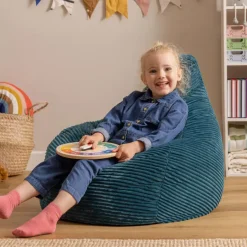 icon Set van 2 Kinderzitzakken Dalton - Corduroy Zitzak - Blauwgroen Hot