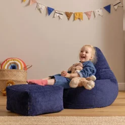 icon Set van 2 Kinderzitzakken Dalton - Corduroy Zitzak - Marineblauw Outlet