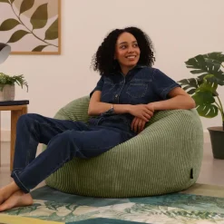 icon Set van 2 Zitzak Kingston - Corduroy Zitzak Volwassenen - Saliegroen New