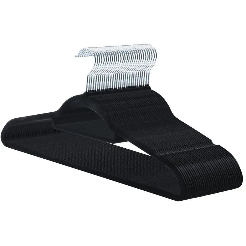 Merkloos Set van 30 Kledinghangers met Fluwelen laagje - Zwart Clearance