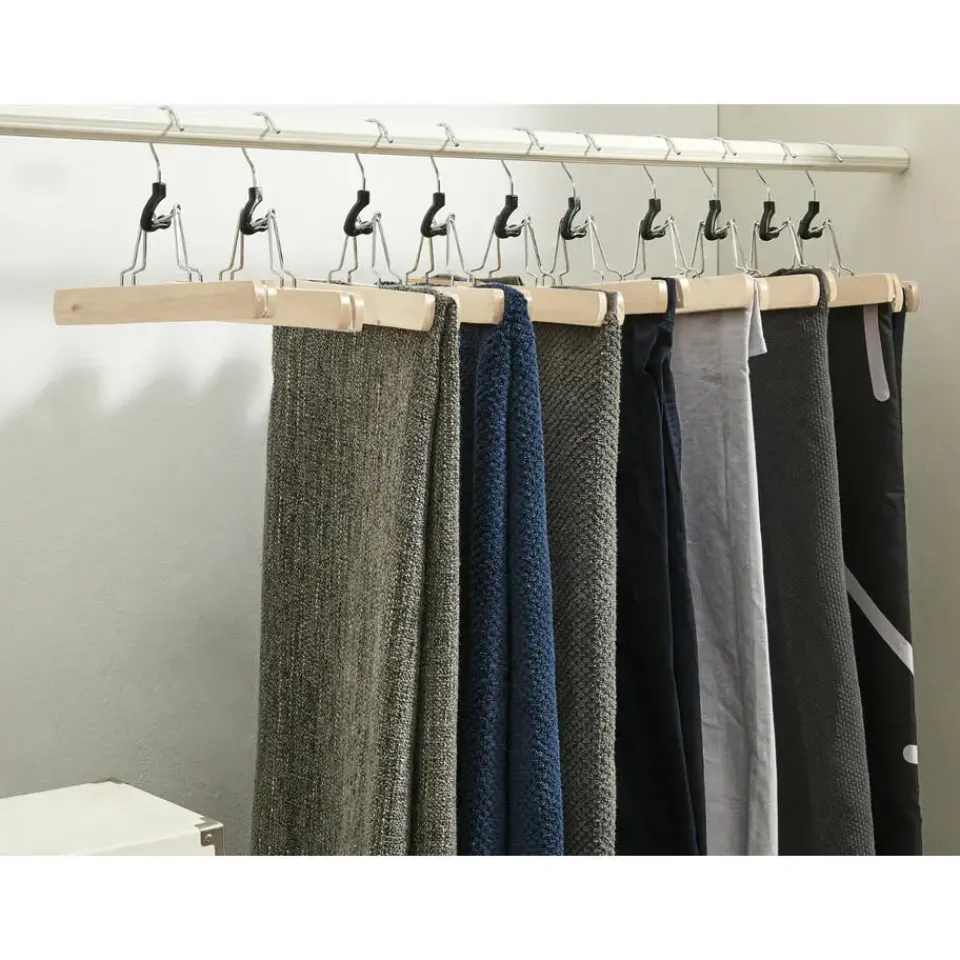 Merkloos Set van 12 Massief Houten Broek hangers - met vilt Anti-Slip New