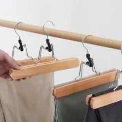 Merkloos Set van 12 Massief Houten Broek hangers - met vilt Anti-Slip New