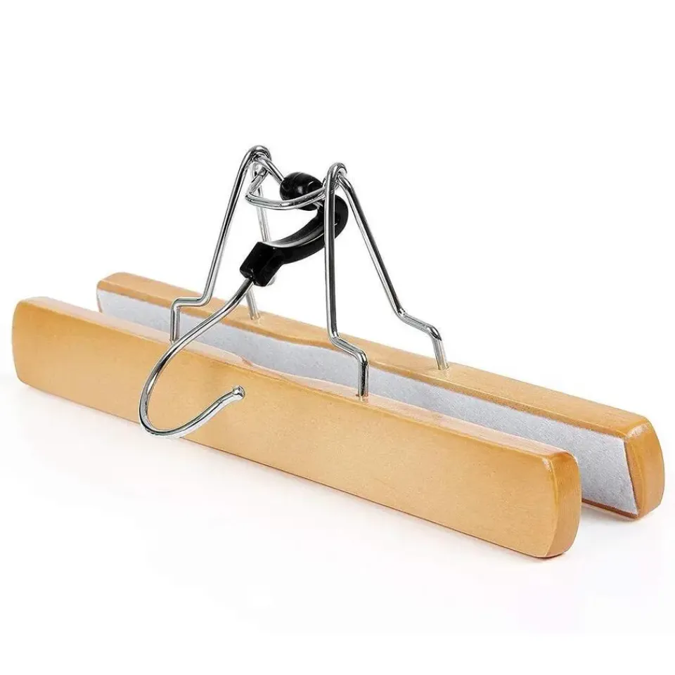Merkloos Set van 12 Massief Houten Broek hangers - met vilt Anti-Slip New