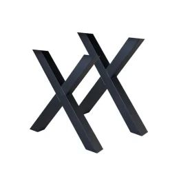 Dimehouse Set van 2 metalen tafelpoten X-frame zwart - 8x70x72 cm - Metaal - Zwart