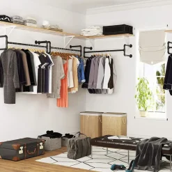 ACAZA Set van 2 ophangrails - industriële look - zwart Online