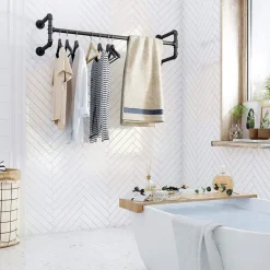 ACAZA Set van 2 ophangrails - industriële look - zwart Online