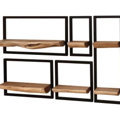 Emob Set van 5 wandplanken Erica-massief acacia Outlet