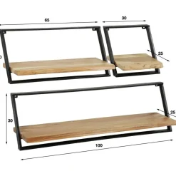 Leen Bakker Set van 3 wandplanken Siebe-acacia/gepoedercoat metaal Clearance
