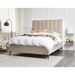 Beliani SEZANNE - Bed met opbergruimte - Taupe - 180 x 200 cm - Fluweel Best
