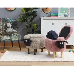 Beliani SHEEP - Hocker - Roze - Polyester Online