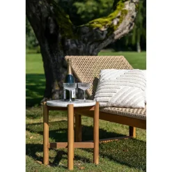 House Nordic Sidetable Acacia Naturel/Wit - 37x37x46cm - Terracina Best