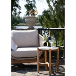 House Nordic Sidetable Acacia Naturel/Wit - 37x37x46cm - Terracina Best