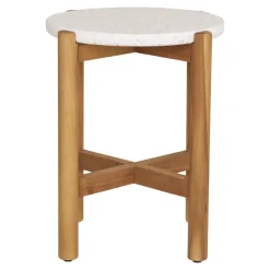House Nordic Sidetable Acacia Naturel/Wit - 37x37x46cm - Terracina Best