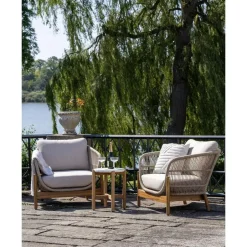 House Nordic Sidetable Acacia Naturel/Wit - 37x37x46cm - Terracina Best