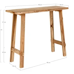House Nordic Sidetable Teakhout Naturel - 90x30x80cm - Landelijke Stijl New