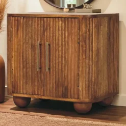 Artisan Furniture Solis Geribbelde Dressoir, 2 Deuren en 2 Planken, Lichtbruin