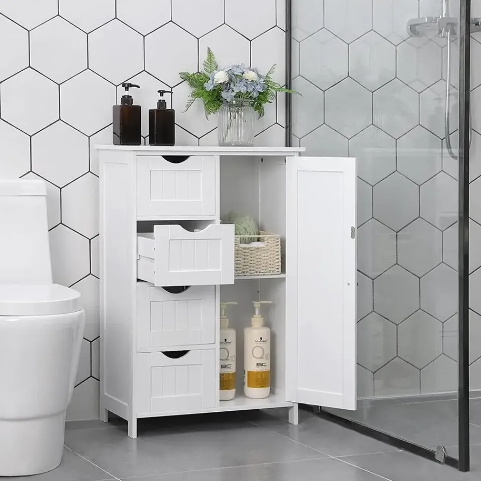 Songmics - Kast met 4 lades en deur - MDF - Wit Sale