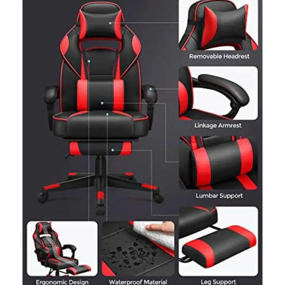 Songmics Ergonomische bureaustoel Zwart/Rood - 150 kg Online