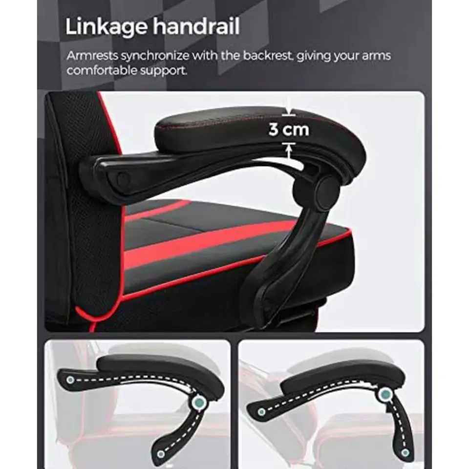 Songmics Ergonomische bureaustoel Zwart/Rood - 150 kg Online