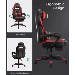 Songmics Ergonomische bureaustoel Zwart/Rood - 150 kg Online