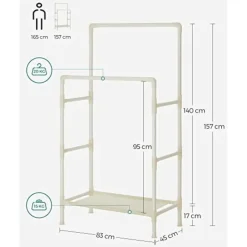 Songmics Kledingrek - 88x44x154cm - ijzer/stof/kunststof Best