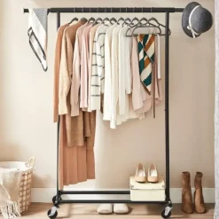 Songmics Kledingrek Astrid - 132 x 45,5 x 160 cm - Zwart Sale