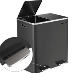 Parya Songmics Prullenbak Met 2 Compartimenten - 2 x 30 L - Met Zwart Online