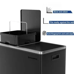 Parya Songmics Prullenbak Met 2 Compartimenten - 2 x 30 L - Met Zwart Online