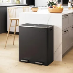 Parya Songmics Prullenbak Met 2 Compartimenten - 2 x 30 L - Met Zwart Online