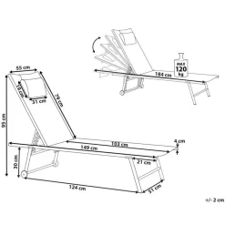 Leen Bakker SORONI - Ligstoel set van 2 - Grijs/Zwart - Staal Sale