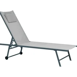 Leen Bakker SORONI - Ligstoel set van 2 - Grijs/Lichtgrijs - Staal Online