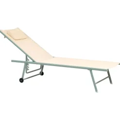 Leen Bakker SORONI - Ligstoel set van 2 - Groen/Beige - Staal Discount