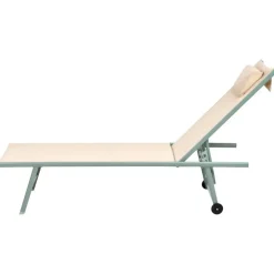 Leen Bakker SORONI - Ligstoel set van 2 - Groen/Beige - Staal Discount