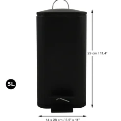 Spirella Pedaalemmer Paris - zwart - 5L - metaal - 28 x 14 x 29 cm Online