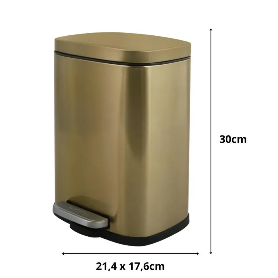 Spirella Pedaalemmer Venice - mat goud - 5L - metaal - 21 x 30 cm Best