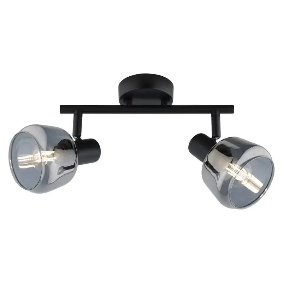 Leen Bakker 2-spot Noah - smoke glas zwart - E14