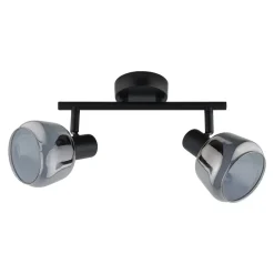 Leen Bakker 2-spot Noah - smoke glas zwart - E14