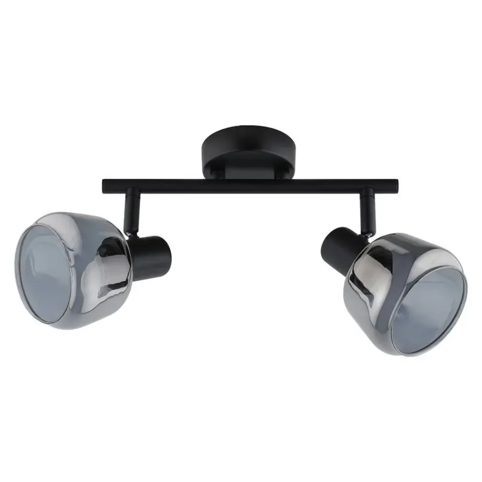 Leen Bakker 2-spot Noah - smoke glas zwart - E14