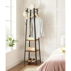 Merkloos Staande kapstok - industriële look - 8 haken - 45x181x45 cm - vintage bruin Online