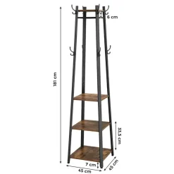 Merkloos Staande kapstok - industriële look - 8 haken - 45x181x45 cm - vintage bruin Online