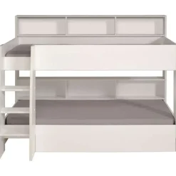 Leen Bakker Stapelbed Leo - wit/eiken - 90x200 cm Outlet