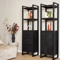 StarFurn - Boekenkast Boaz Black 1 deur - 55 cm - zwart Outlet