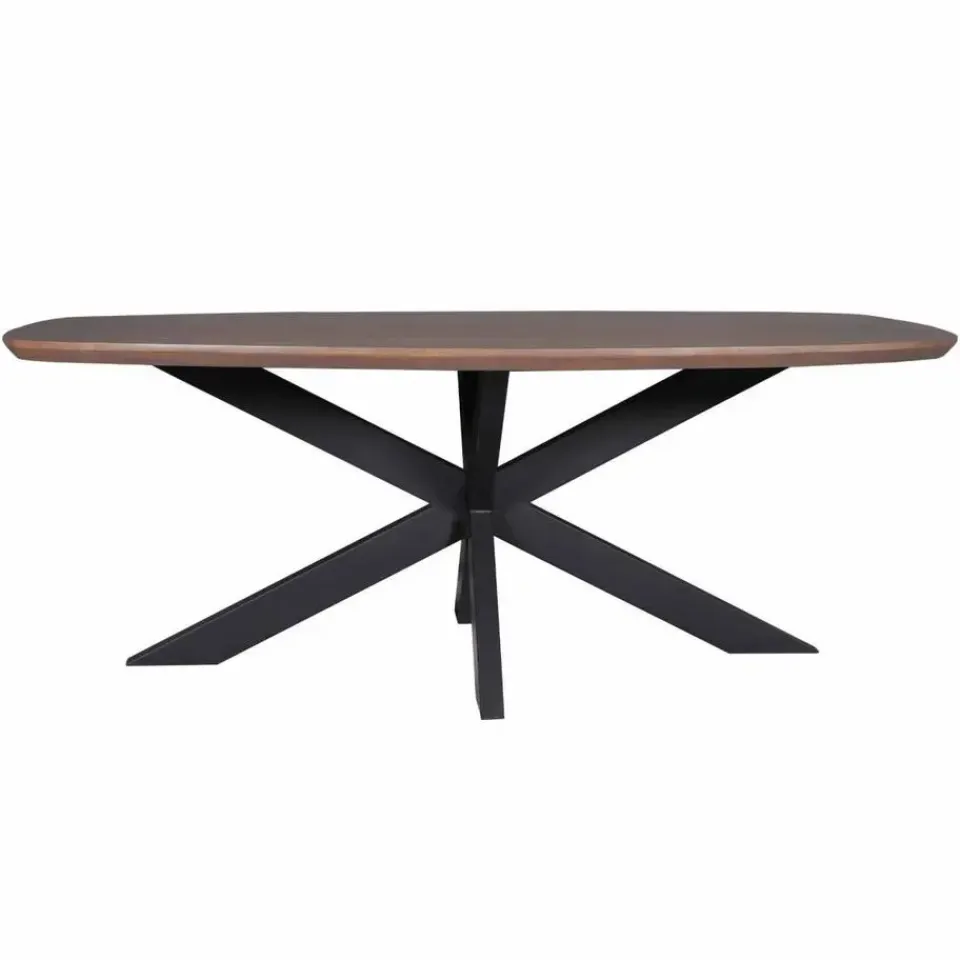 StarFurn - Eettafel Madison 280 cm Deens Ovaal walnoot - zwart New