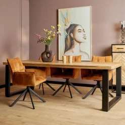 StarFurn - Rechthoekige eettafel Denver - 200 cm - naturel - U-poot Discount